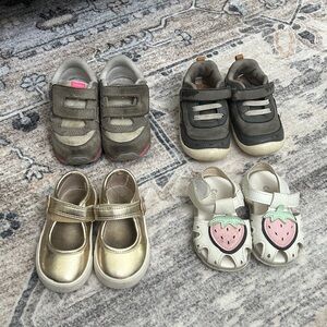 Baby girl shoes Bundle Lot of 4 Casual Pairs  - Gold, Gray, and White